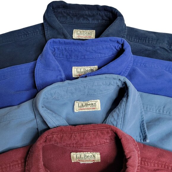 L.L. Bean Men's Medium Heavyweight Chamois Shirt Lot Of 4 In Assorted Colors - Picture 2 of 16